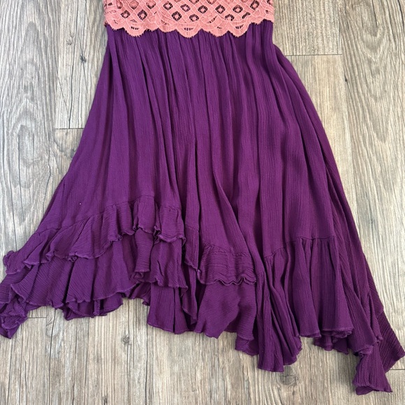 Free People Adella Lace Mini Dress In Size Medium Copper Combo Color Plum - Picture 4 of 6